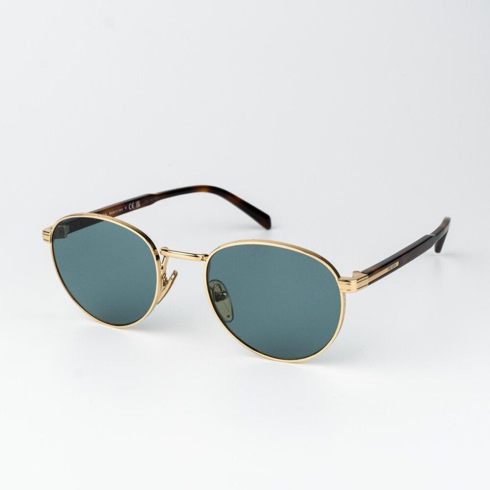 Prada Men Sunglasses Gold Lago Round PRB51S 5AK40K NEW AUTHENTIC